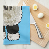 Valais Blacknose sheep cartoon illustration Geschirrtuch (Viertel Falte)