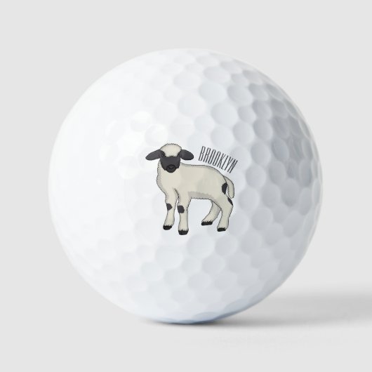 Valais Blacknose sheep cartoon illustration Golfball (Vorderseite)