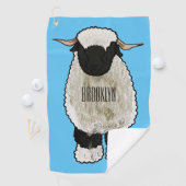 Valais Blacknose sheep cartoon illustration Golfhandtuch (Insitu)
