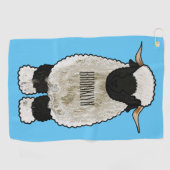 Valais Blacknose sheep cartoon illustration Golfhandtuch (Horizontal)