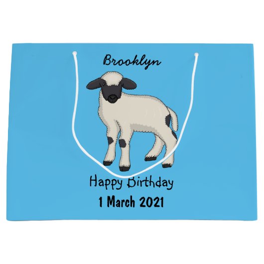 Valais Blacknose sheep cartoon illustration Große Geschenktüte (Vorderseite)