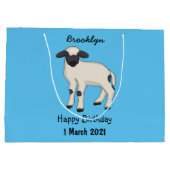 Valais Blacknose sheep cartoon illustration Große Geschenktüte (Rückseite)