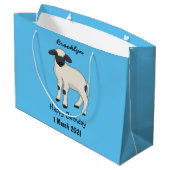 Valais Blacknose sheep cartoon illustration Große Geschenktüte (Rückseite Schrägansicht)