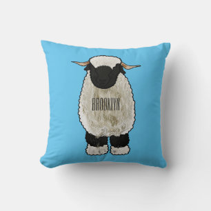 Valais Blacknose sheep cartoon illustration Kissen