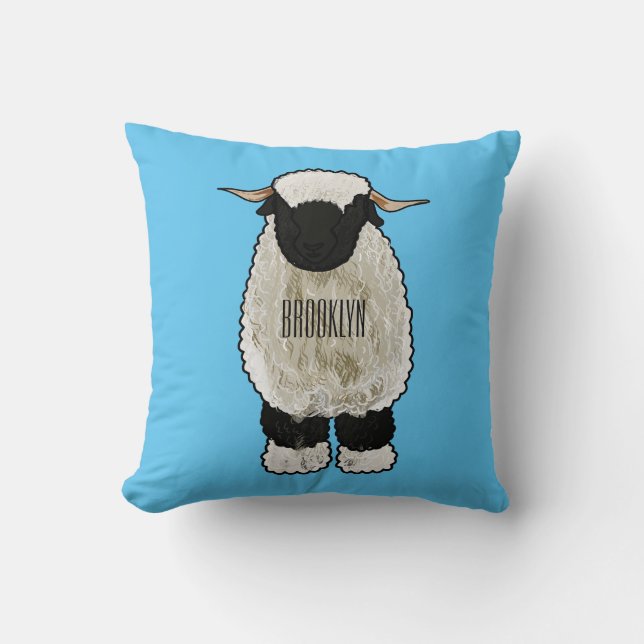 Valais Blacknose sheep cartoon illustration Kissen (Vorderseite)