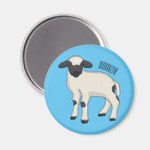 Valais Blacknose sheep cartoon illustration Magnet (Vorderseite/Rückseite)