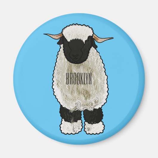 Valais Blacknose sheep cartoon illustration Magnet (Vorne)