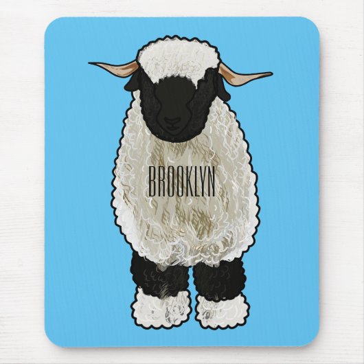 Valais Blacknose sheep cartoon illustration Mousepad (Vorne)