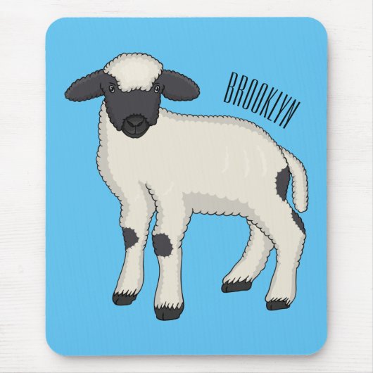 Valais Blacknose sheep cartoon illustration Mousepad (Vorne)