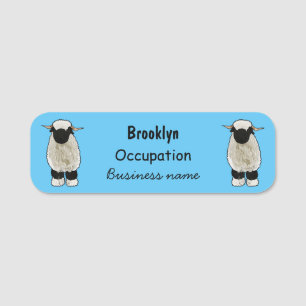Valais Blacknose sheep cartoon illustration Namensschild