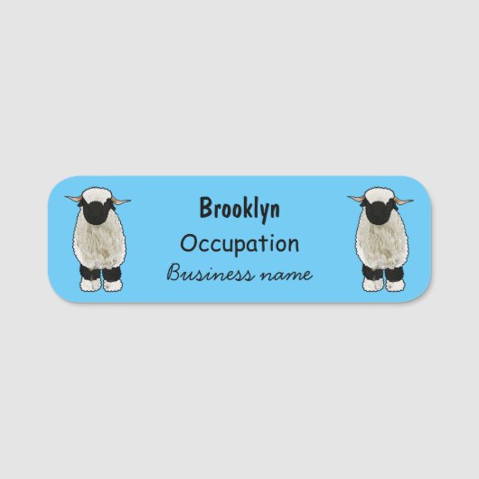 Valais Blacknose sheep cartoon illustration Namensschild (Vorderseite)