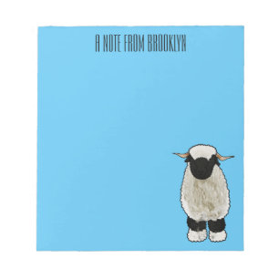 Valais Blacknose sheep cartoon illustration Notizblock