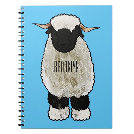 Valais Blacknose sheep cartoon illustration Notizblock (Vorderseite)