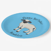 Valais Blacknose sheep cartoon illustration Pappteller (Schrägansicht)