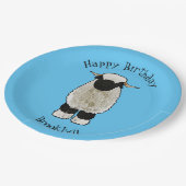 Valais Blacknose sheep cartoon illustration Pappteller (Schrägansicht)