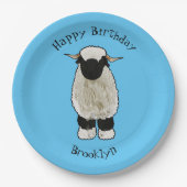 Valais Blacknose sheep cartoon illustration Pappteller (Vorderseite)