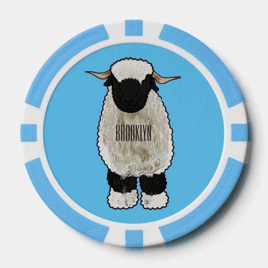 Valais Blacknose sheep cartoon illustration Pokerchips (Vorderseite)