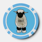 Valais Blacknose sheep cartoon illustration Pokerchips (Rückseite)