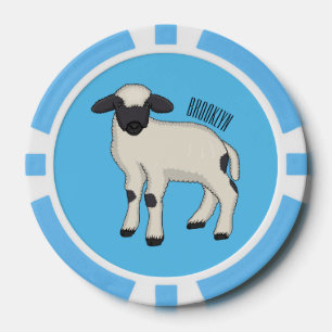 Valais Blacknose sheep cartoon illustration Pokerchips