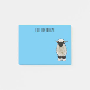 Valais Blacknose sheep cartoon illustration Post-it Klebezettel