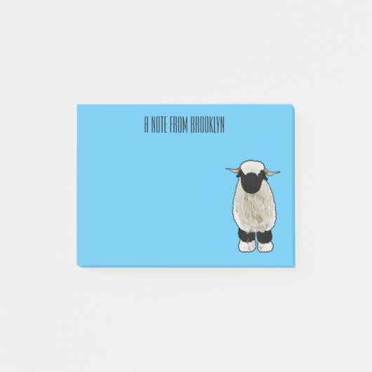 Valais Blacknose sheep cartoon illustration Post-it Klebezettel (Vorderseite)
