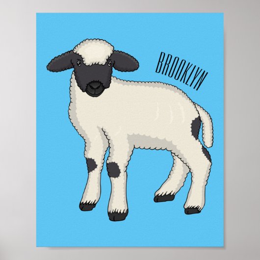 Valais Blacknose sheep cartoon illustration Poster (Vorne)