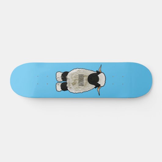 Valais Blacknose sheep cartoon illustration Skateboard (Horizontal)