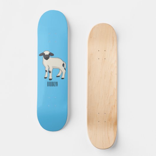 Valais Blacknose sheep cartoon illustration Skateboard (Vorderseite)