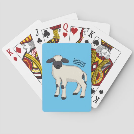 Valais Blacknose sheep cartoon illustration Spielkarten (Rückseite)