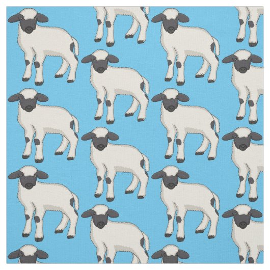 Valais Blacknose sheep cartoon illustration Stoff (Muster)