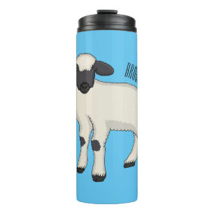 Valais Blacknose sheep cartoon illustration Thermosbecher