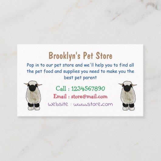 Valais Blacknose sheep cartoon illustration Visitenkarte (Vorderseite)