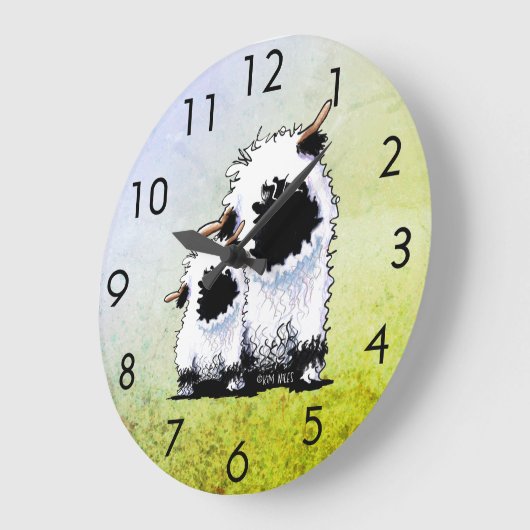 Valais Blacknose Sheep Große Wanduhr (Winkel)