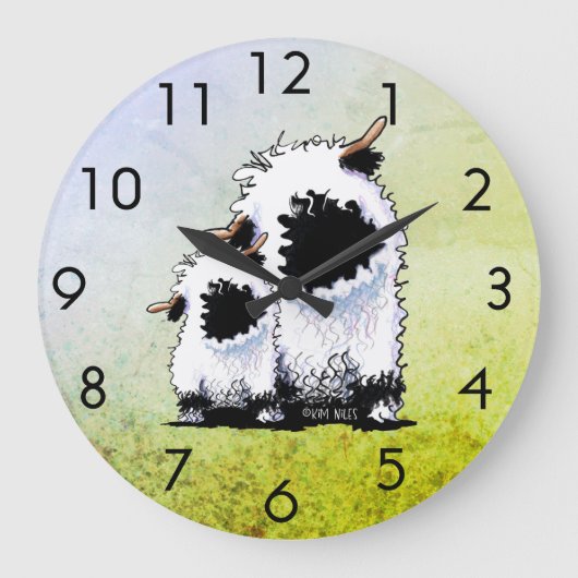 Valais Blacknose Sheep Große Wanduhr (Vorderseite)