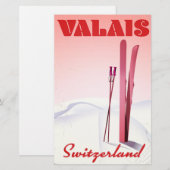 valais Schweiz Vintages Skipposter Briefpapier (Vorne/Hinten)