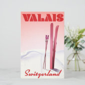 valais Schweiz Vintages Skipposter Briefpapier (Stehend Vorderseite)