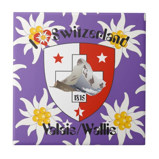 Valais / Wallis Schweiz Fliese (Vorderseite)