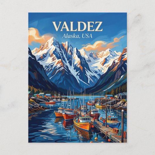 Valdez Hafen Alaska Postkarte (Vorderseite)