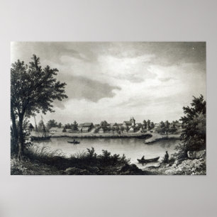 Valdivia, aus "Die Geschichte des Chilen" eingravi Poster