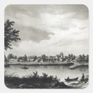 Valdivia, aus "Die Geschichte des Chilen" eingravi Quadratischer Aufkleber