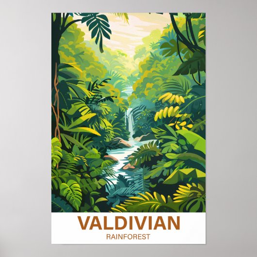 Valdivian Rainforest Illustration Travel Poster (Vorne)
