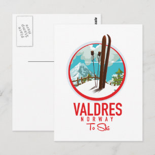 Valdres Norwegen Ski-Logo Postkarte