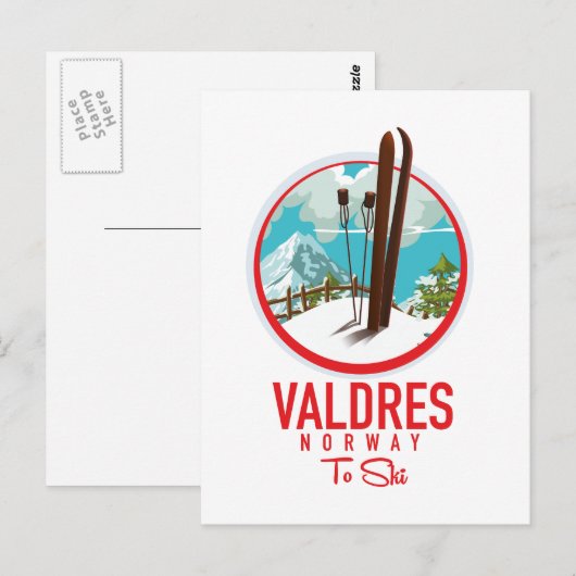 Valdres Ski Logo Postkarte (Vorne/Hinten)