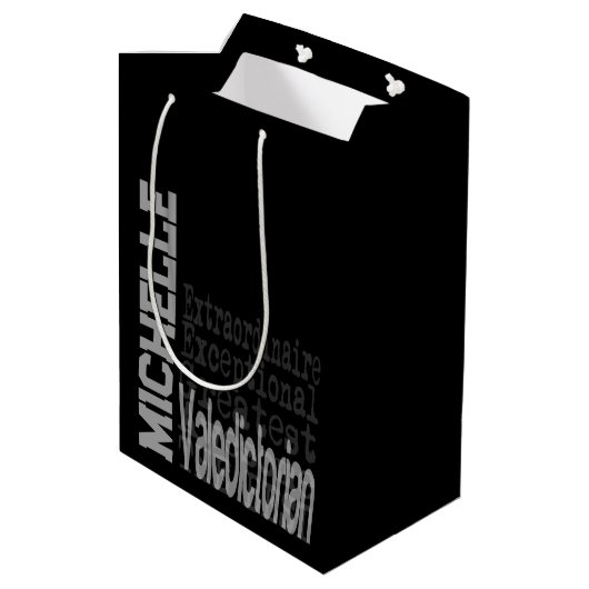 Valedictorian Extraordinaire CUSTOM Mittlere Geschenktüte (Rückseite Schrägansicht)