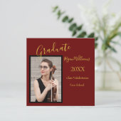 Valedictorian Foto Custom School Colors Graduate Einladung (Stehend Vorderseite)