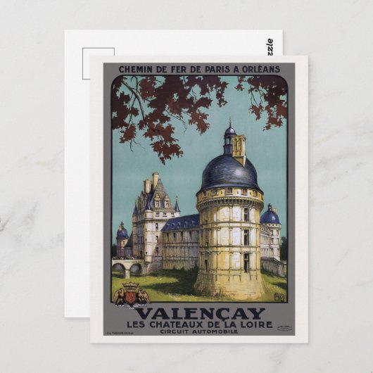 Valençay France Vintage Poster 1926 Postkarte (Vorne/Hinten)