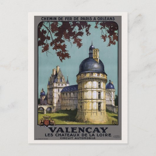 Valençay France Vintage Poster 1926 Postkarte (Vorderseite)