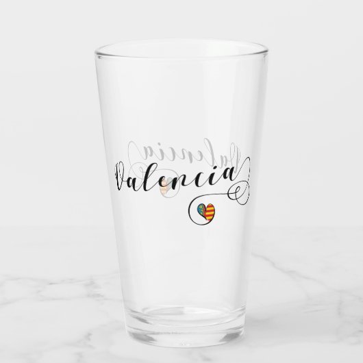 Valencia Flag Herz, Valencia, Spanien Glas (Rückseite)