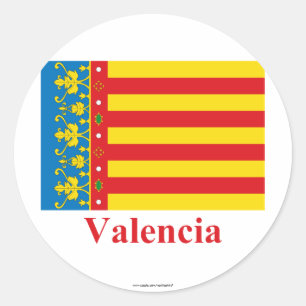 Valencia-Flagge mit Namen Runder Aufkleber