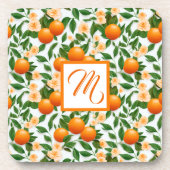 Valencia Orange Blossom Monogram Getränkeuntersetzer (Vorderseite)